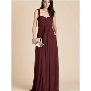 1408 NWT Birdy Grey Chiffon Bridesmaid Dress Cabernet Size Small